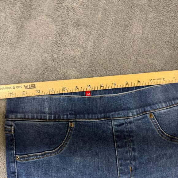 Spanx Distressed Skinny Denim Blue Jeans Jeggings Elastic Waist Raw Medium Tall - Picture 8 of 8